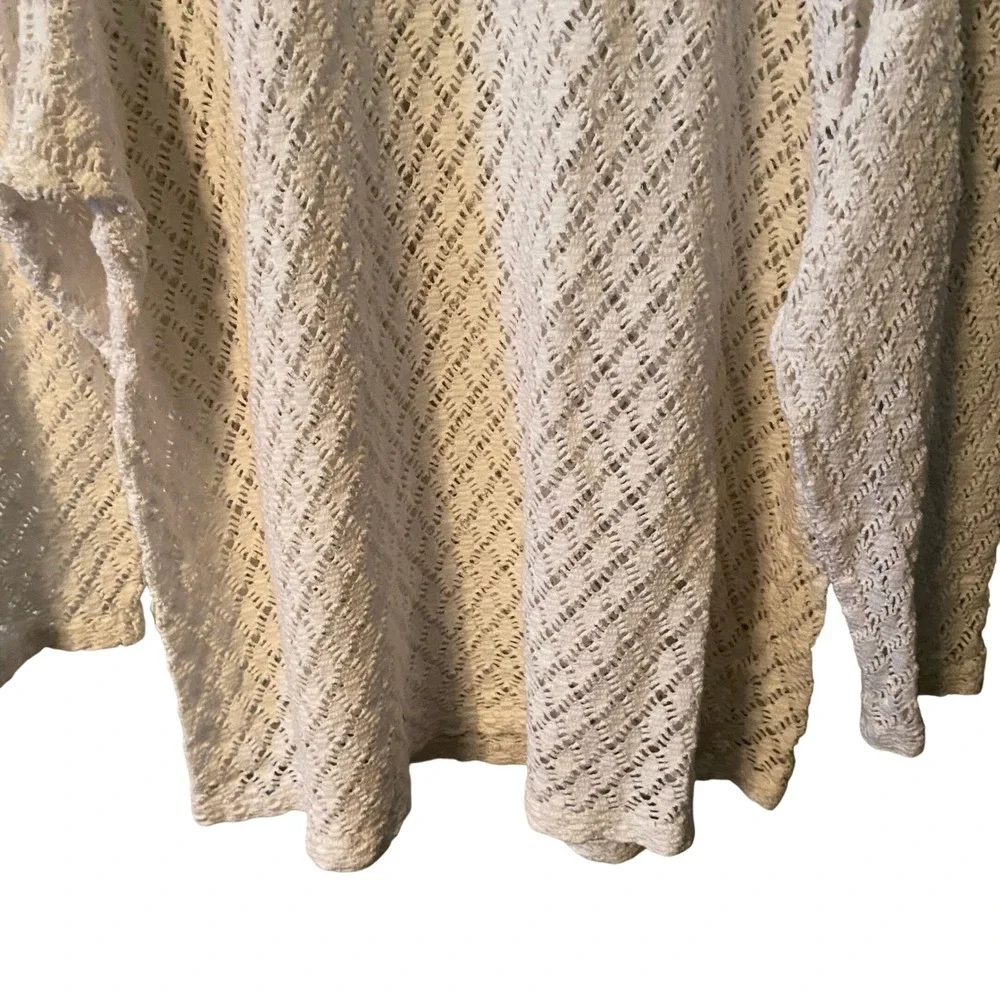 VTG CB Collection White Crochet Knit Long Sleeve Sweater‎ Top Size M